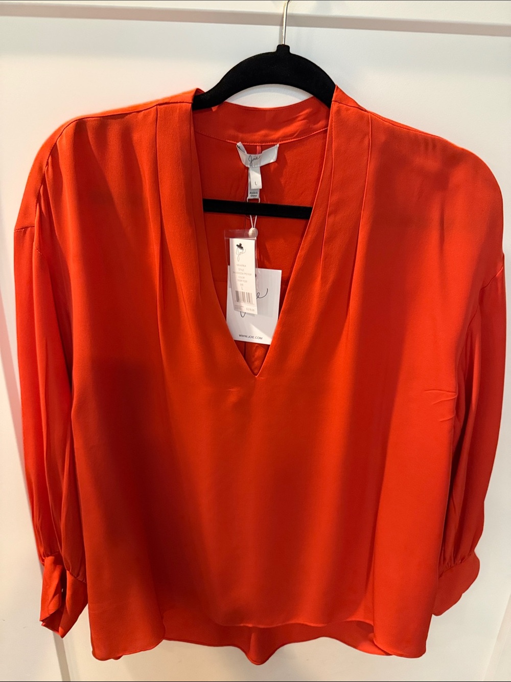Joie Bright Orange V-Neck Long Sleeve Blouse